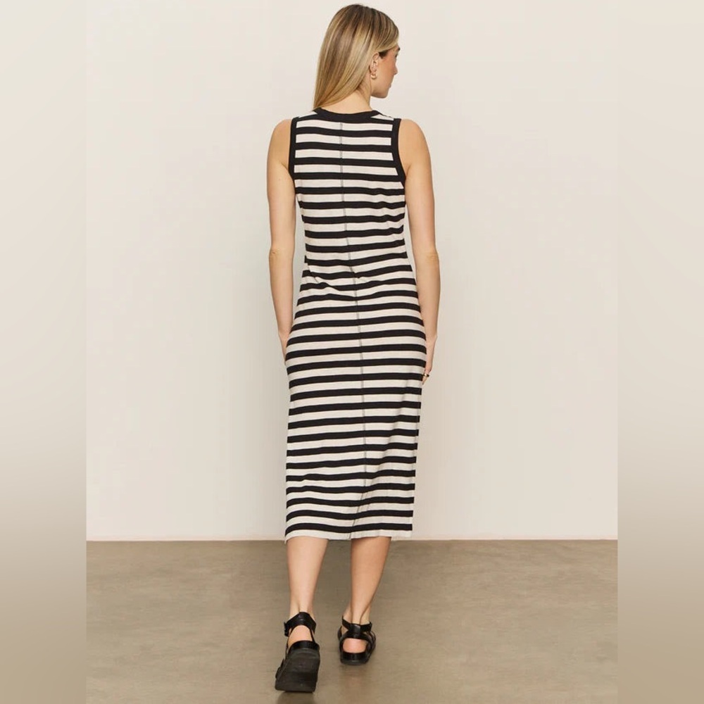 Sanctuary Contrast Trim Maxi Dress Black Macrame Stripe - Picture 2 of 4